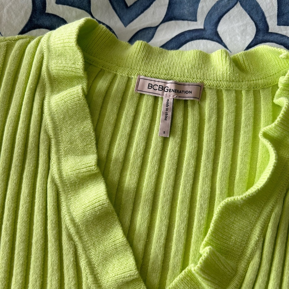 BCBGeneration Neon Rib-Knit Ruffle Top - Picture 5 of 6